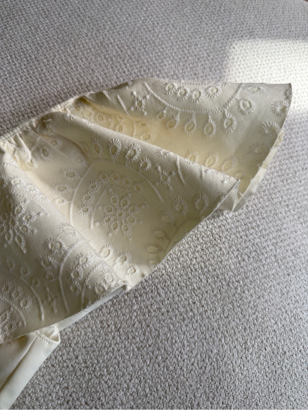 Off White Eyelet Ruffle Top - Picture 3 of 6